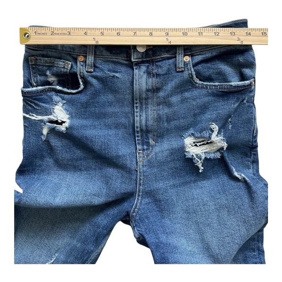 Free People Jeans Womens 30 Distressed Raw Hem Ankle Crop Straight Festival Boho - Picture 6 of 11